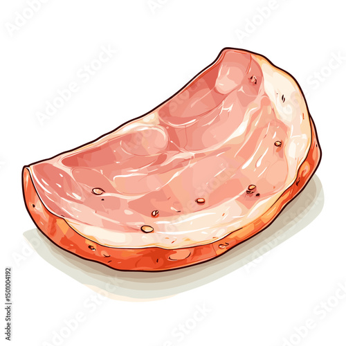 Slice of ham vector isolated on a white background