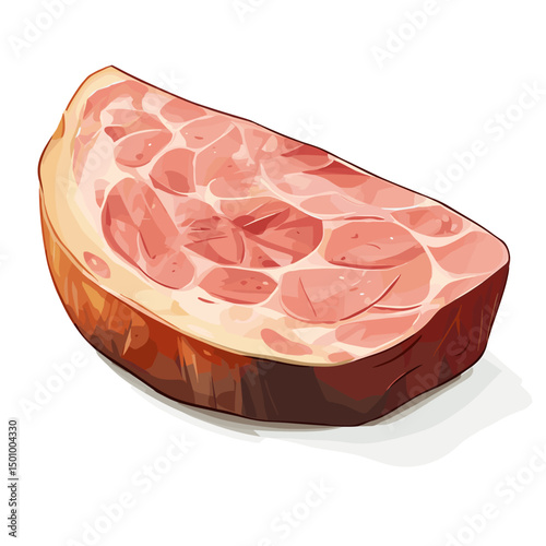 Slice of ham vector isolated on a white background