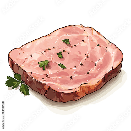 Slice of ham vector isolated on a white background