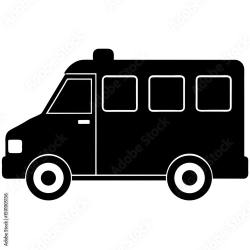 Black Silhouette of a Passenger Van or Ambulance