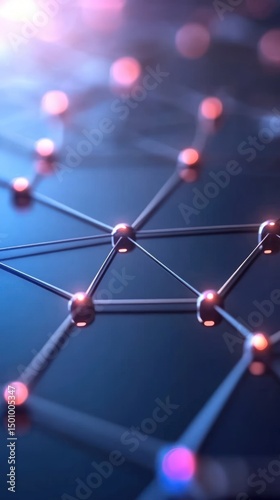 Abstract network of connected nodes data flow visualization