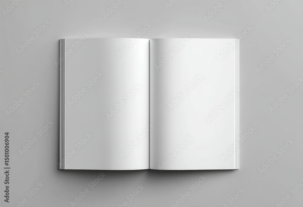 Open Book with Blank White Pages on a Grey Background Open Book with Blank White Pages on a Grey Background