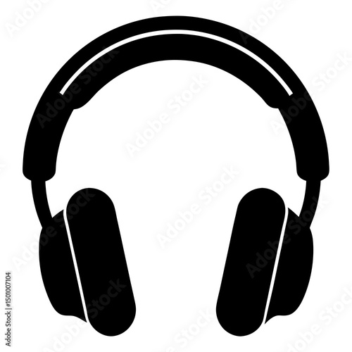 Black Silhouette Headphones Icon Music Audio Device