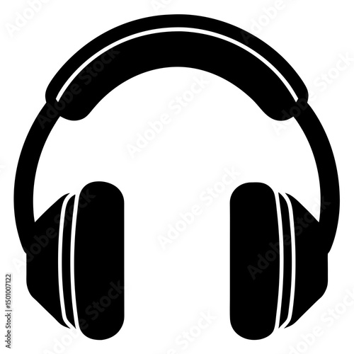 Black and White Headphones Icon Illustration