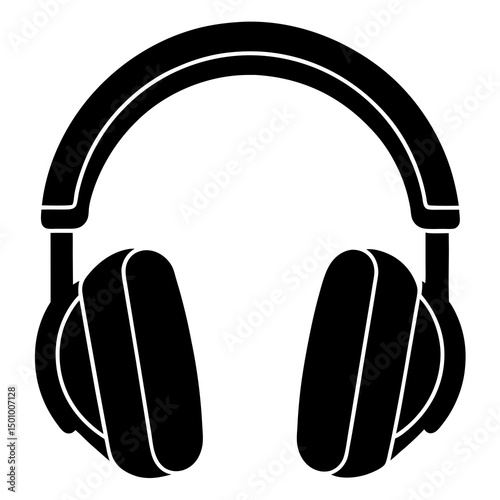 Black Silhouette of Over Ear Headphones Icon