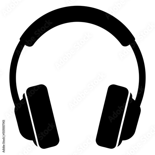 Black Silhouette Headphones Icon Music Audio Listening