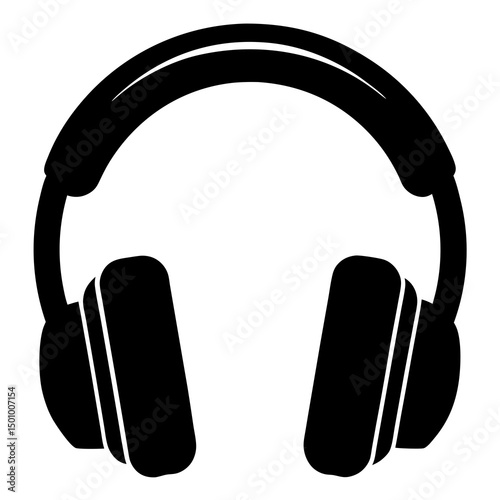 Simple Black Silhouette Icon of Over Ear Headphones