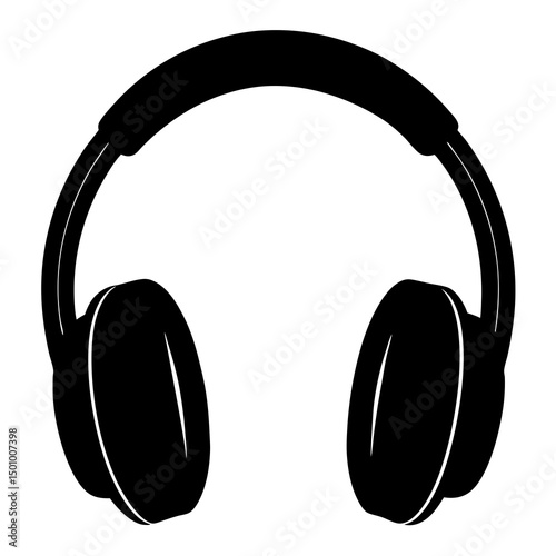 Black Silhouette of Over Ear Headphones Icon
