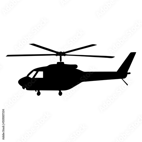 Black Silhouette of a Military Helicopter Icon