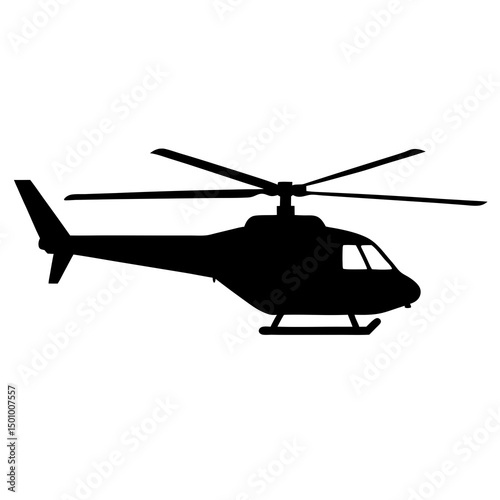 Black Silhouette of a Modern Helicopter