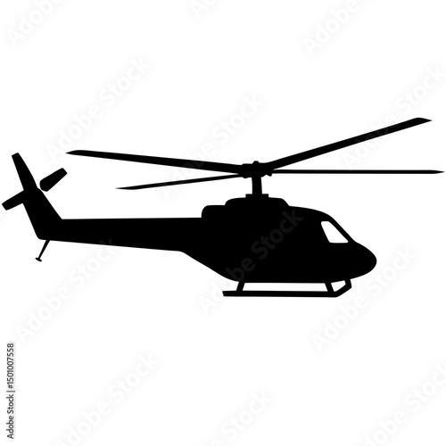 Black Silhouette of a Helicopter in Flight