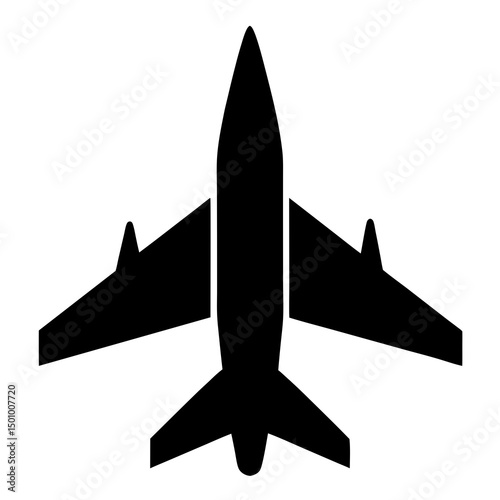 Simple Black Airplane Icon Top View Silhouette