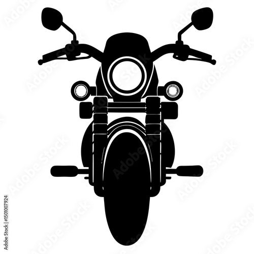 Front View Silhouette of a Classic Cruiser Motorcycle