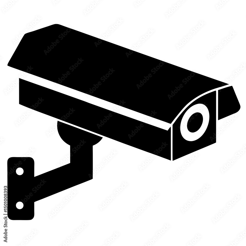 Black and White Security Camera Icon Illustration Black and White Security Camera Icon Illustration