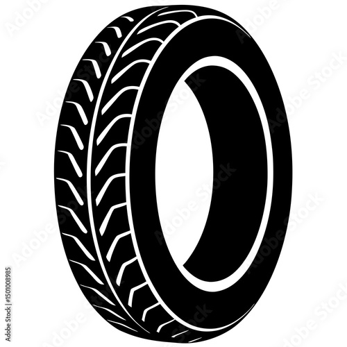 Black and White Illustration of a Single Tire