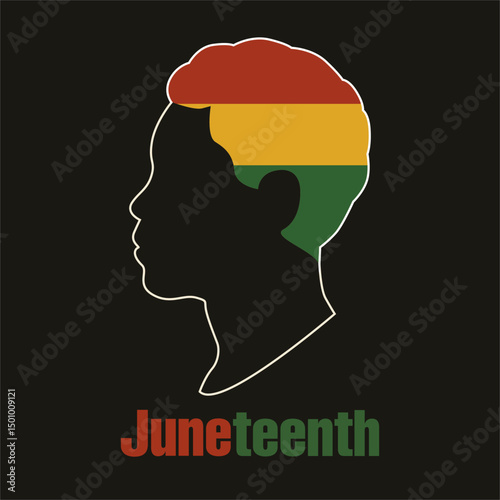 Juneteenth Celebration Silhouette with Pan-African Flag Colors