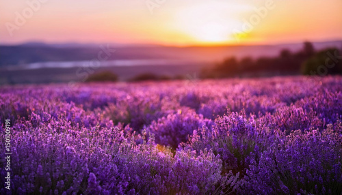 Lavender field at sunset in Provence showcasing vibrant purple hues and serene landscape beauty