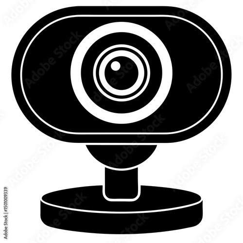 Simple Black Webcam Icon for Digital Technology