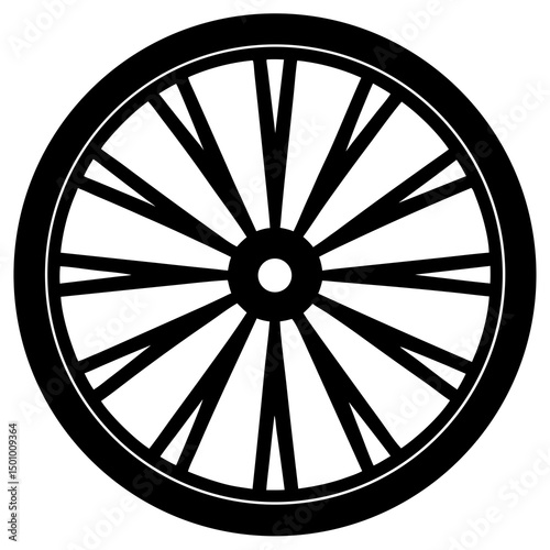 Classic Black and White Wagon Wheel Illustration