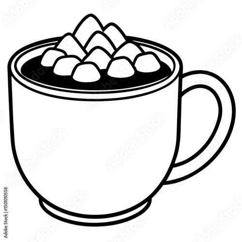 Hot Cocoa with Marshmallows – Simple Vector on White