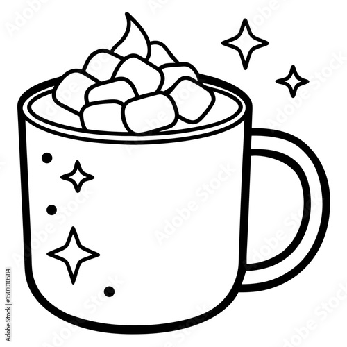 Hot Cocoa with Marshmallows – Simple Vector on White
