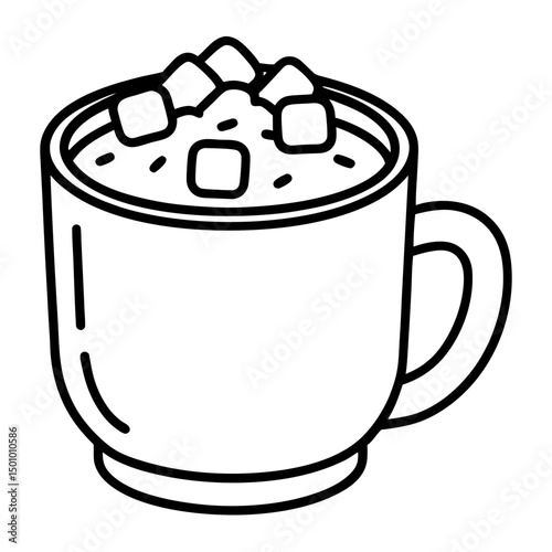 Hot Cocoa with Marshmallows – Simple Vector on White