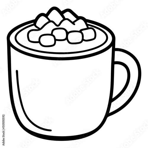 Hot Cocoa with Marshmallows – Simple Vector on White