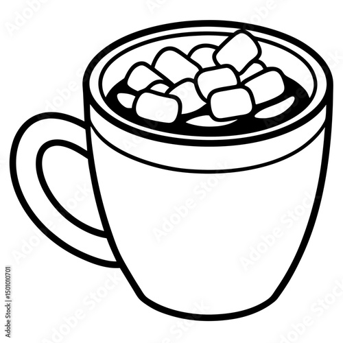 Hot Cocoa with Marshmallows – Simple Vector on White