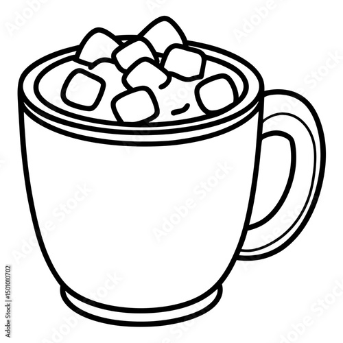 Hot Cocoa with Marshmallows – Simple Vector on White