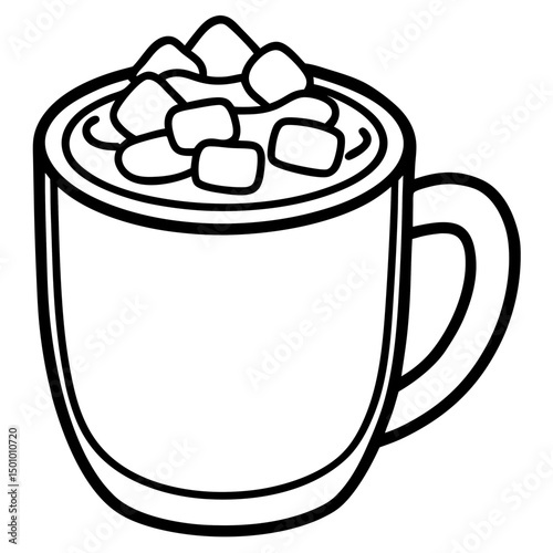 Hot Cocoa with Marshmallows – Simple Vector on White