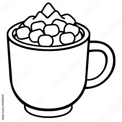 Hot Cocoa with Marshmallows – Simple Vector on White