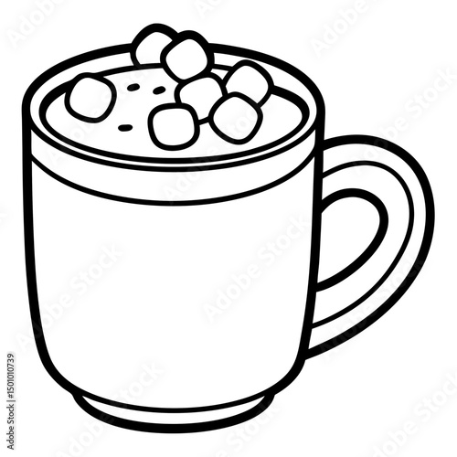 Hot Cocoa with Marshmallows – Simple Vector on White