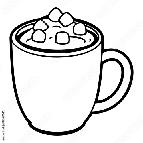 Hot Cocoa with Marshmallows – Simple Vector on White