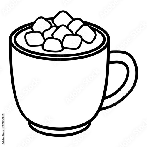 Hot Cocoa with Marshmallows – Simple Vector on White