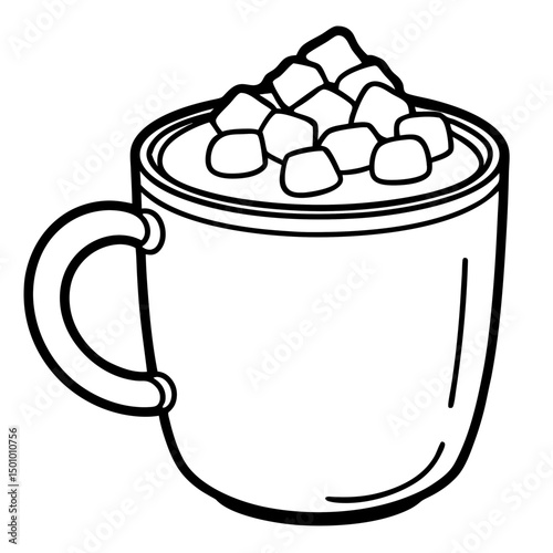 Hot Cocoa with Marshmallows – Simple Vector on White