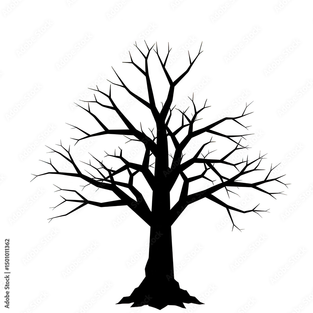 Obraz premium Bare tree silhouette outline graphic isolated on transparent background