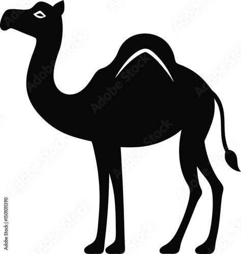 camel cartoon illustration silhouette vector on transparent background.