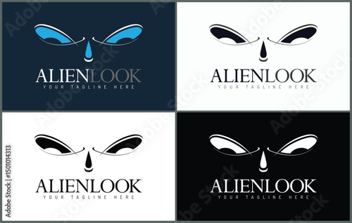 Alien eyes look logo set template design