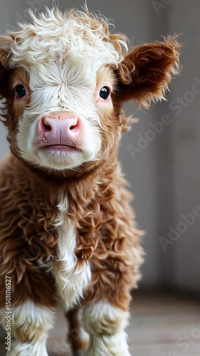 Wallpaper Mural Cute Fluffy Calf Indoors on Farm
 Torontodigital.ca