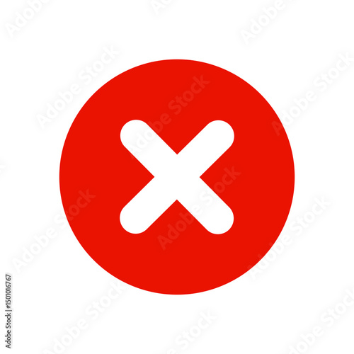 Red x cross round vector icon. X cross in red circle