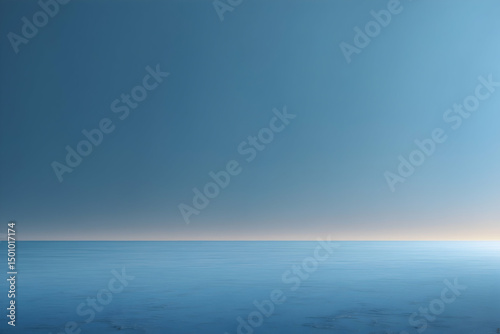 Calm blue ocean water under a soft blue sky with gentle horizon and tranquility