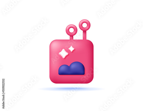 image generator concept. service for generating images. artificial intelligence or ai technology. illustration of red image symbol. symbol or icon. minimalist 3d style design. element