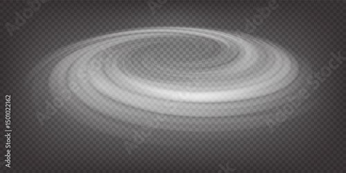Air swirl effect. Rotating tornado in perspective distortion. Portal vortex. Fresh wind flow. Cyclone rotation. Smoke whirlpool. Vector illustration