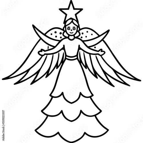 Simple Tree Topper Angel Vector on White