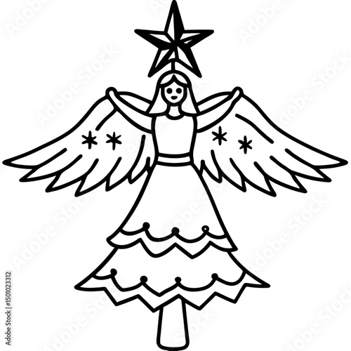 Simple Tree Topper Angel Vector on White