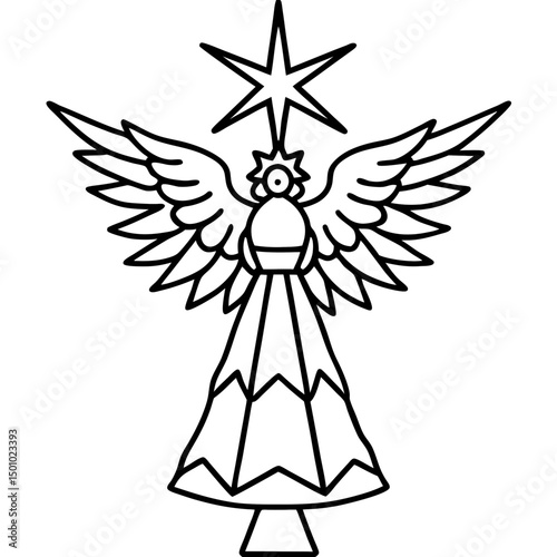 Simple Tree Topper Angel Vector on White