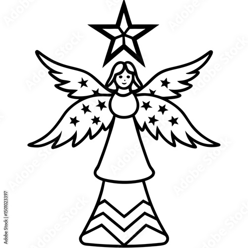 Simple Tree Topper Angel Vector on White