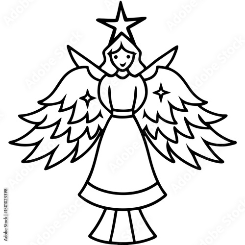Simple Tree Topper Angel Vector on White