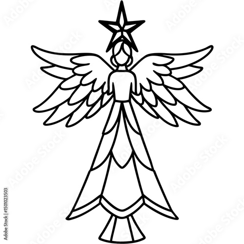 Simple Tree Topper Angel Vector on White