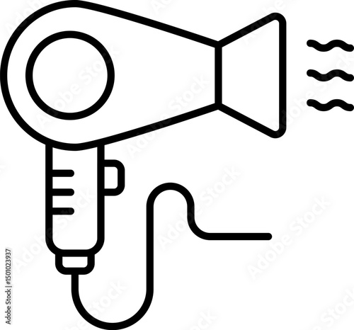 Line Illustration of Hair Dryer for Graphics, Concept, Apps